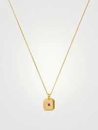 Engravable Pink Tourmaline October Birthstone Pendant Necklace