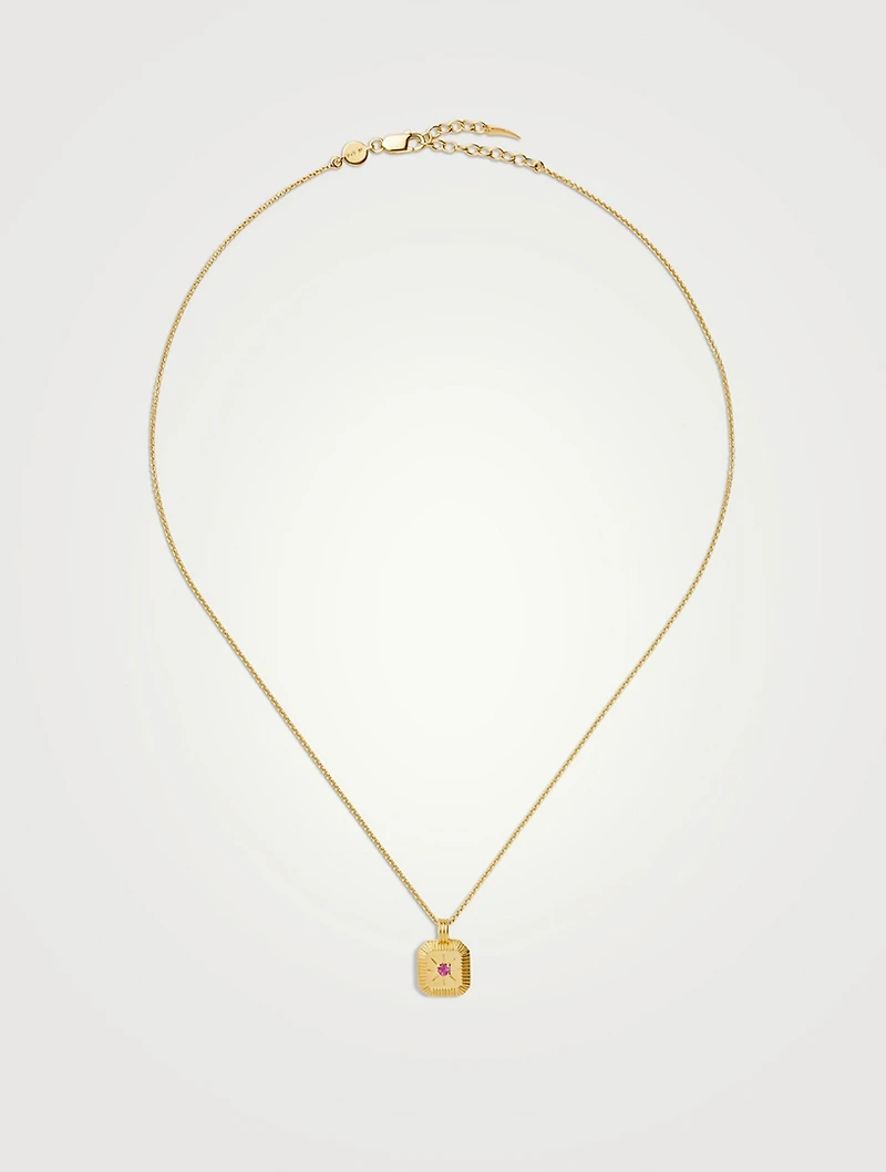 Engravable Pink Tourmaline October Birthstone Pendant Necklace