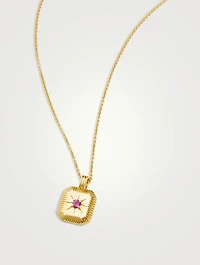 Engravable Pink Tourmaline October Birthstone Pendant Necklace