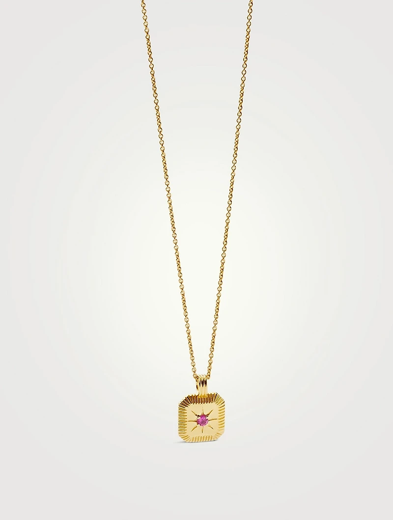 Engravable Pink Tourmaline October Birthstone Pendant Necklace