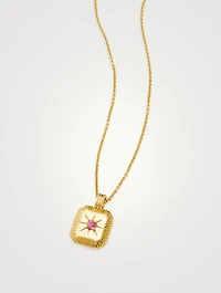 Engravable Pink Opalite July Birthstone Pendant Necklace