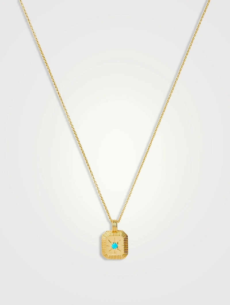 Engravable Turquoise Magnesite December Birthstone Pendant Necklace