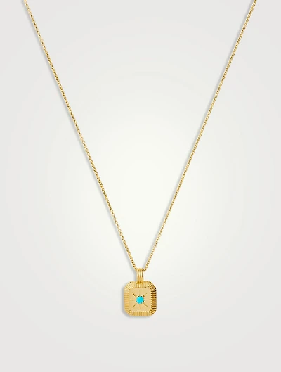 Engravable Turquoise Magnesite December Birthstone Pendant Necklace