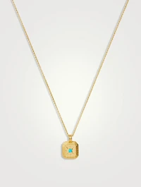 Engravable Turquoise Magnesite December Birthstone Pendant Necklace