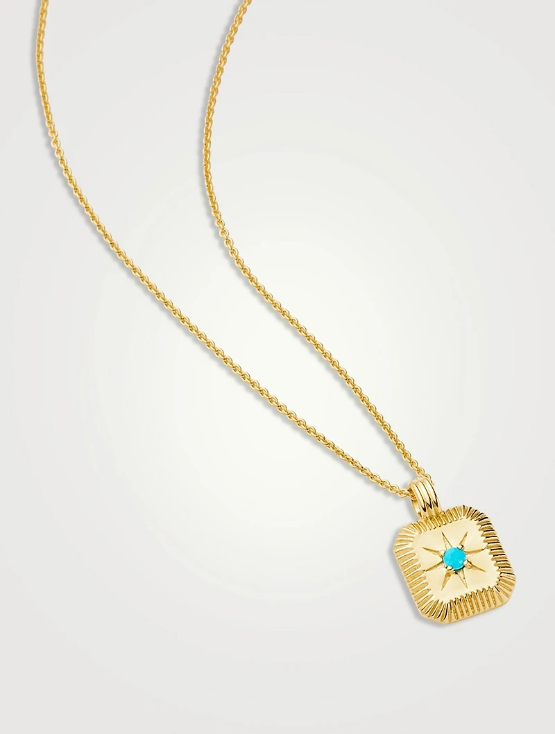 Engravable Turquoise Magnesite December Birthstone Pendant Necklace