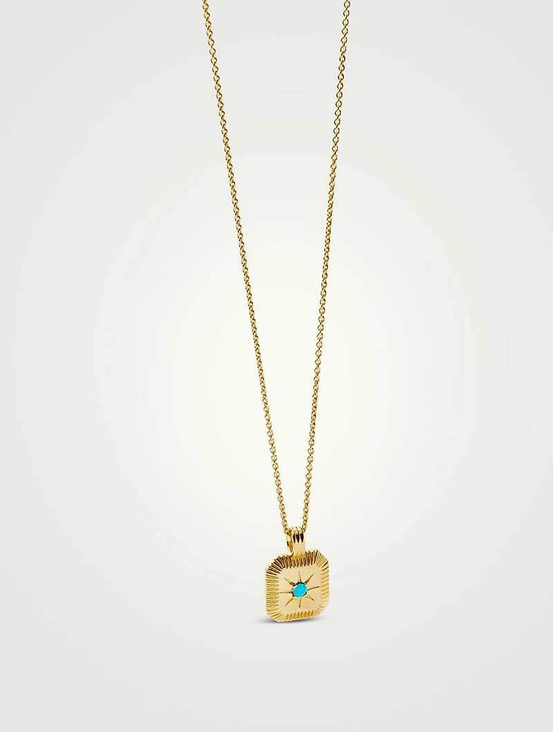 Engravable Turquoise Magnesite December Birthstone Pendant Necklace