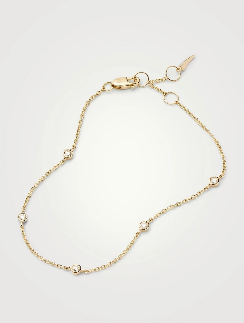 14K Gold Fine Floating Diamond Bracelet