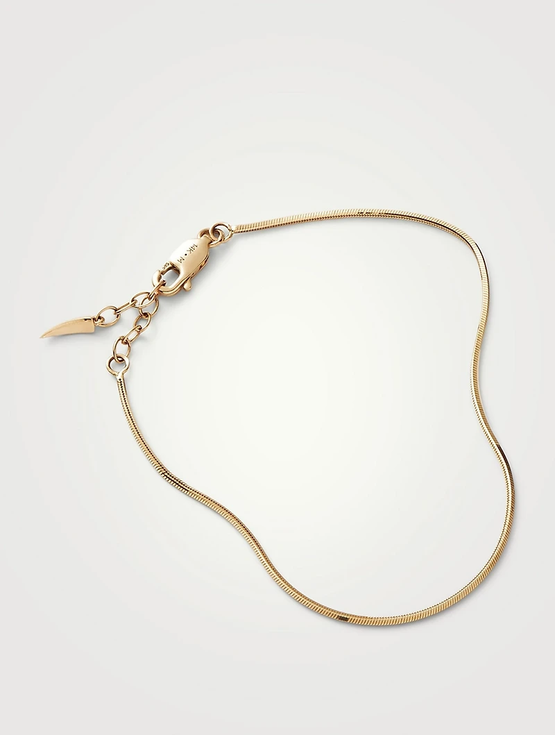 14K Gold Fine Square Snake Chain Bracelet