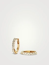 14K Gold Fine Classic Diamond Huggie Hoop Earrings
