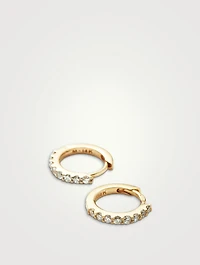 14K Gold Fine Classic Diamond Huggie Hoop Earrings