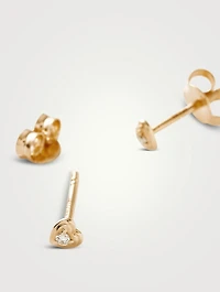 14K Gold Fine Diamond Heart Stud Earrings