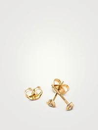 14K Gold Fine Diamond Heart Stud Earrings