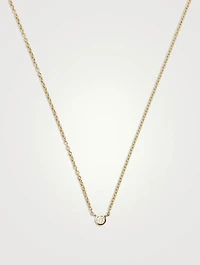 14K Gold Fine Diamond Solitaire Pendant Necklace