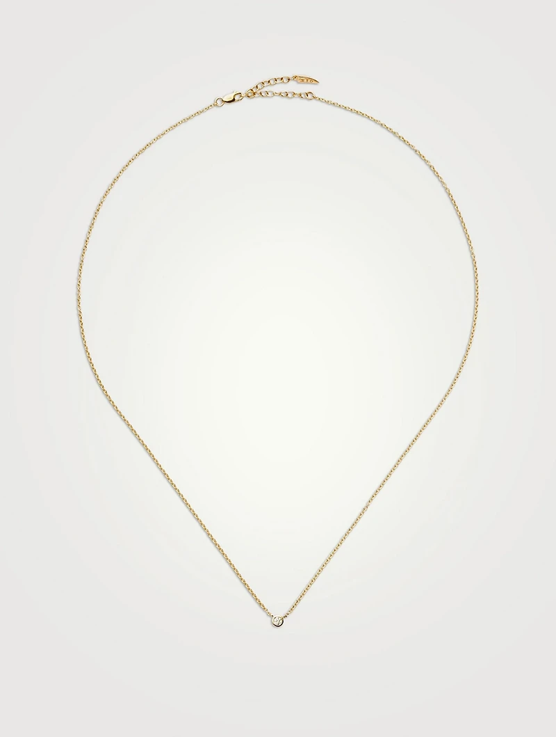 14K Gold Fine Diamond Solitaire Pendant Necklace
