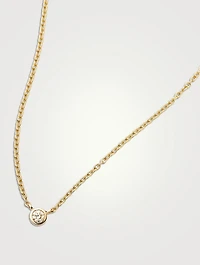 14K Gold Fine Diamond Solitaire Pendant Necklace