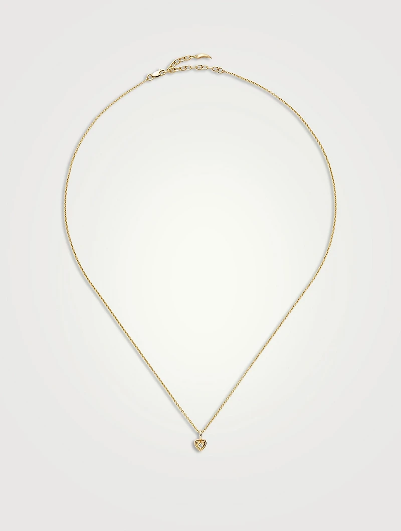 14K Gold Fine Diamond Heart Mini Pendant Necklace