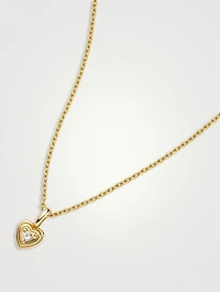 14K Gold Fine Diamond Heart Mini Pendant Necklace