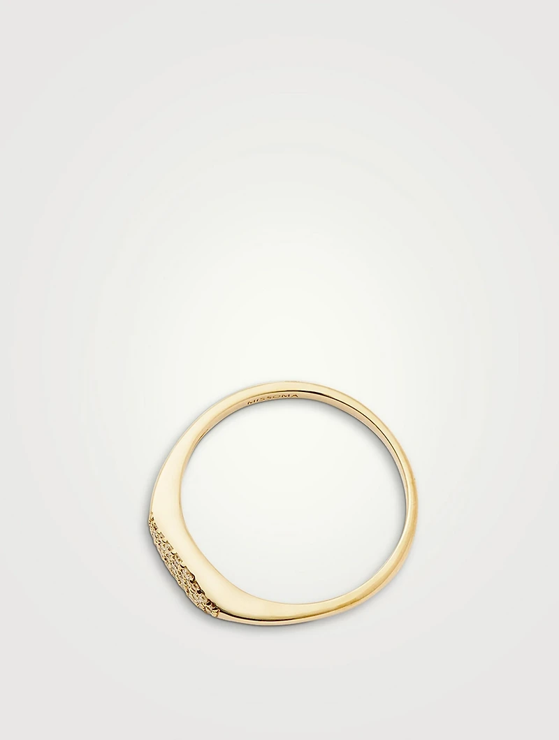 14K Gold Fine Signet Ring With Diamonds