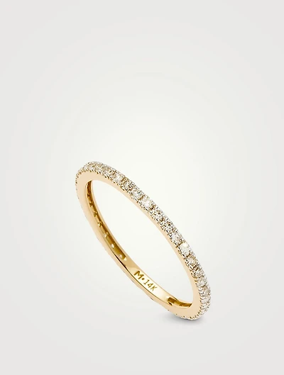 14K Gold Fine Slim Eternity Ring With Diamonds