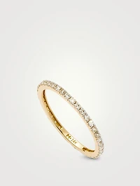 14K Gold Fine Slim Eternity Ring With Diamonds