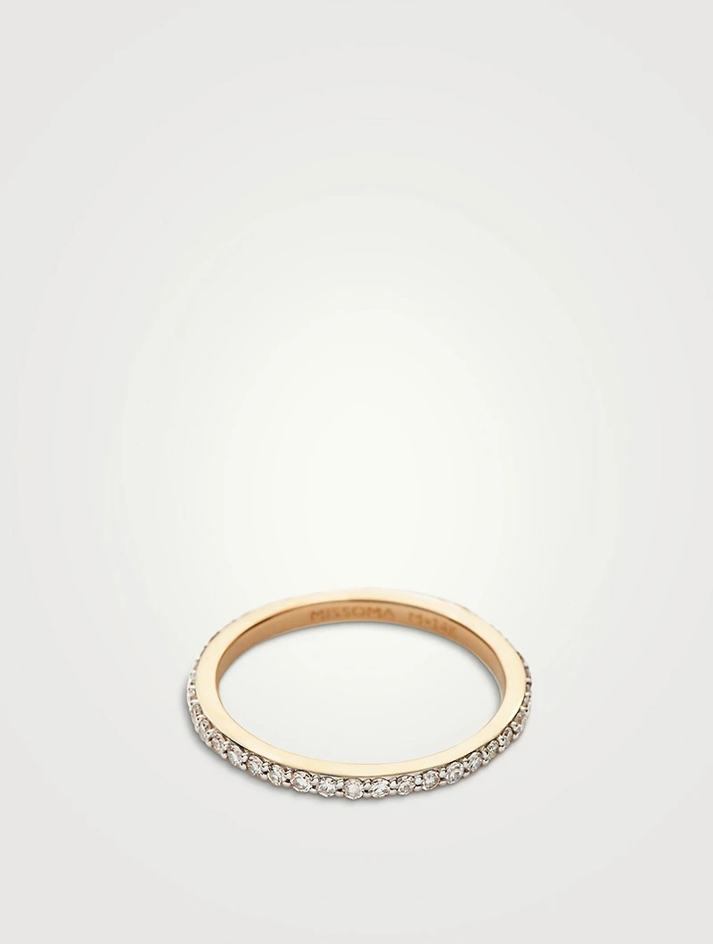 14K Gold Fine Slim Eternity Ring With Diamonds