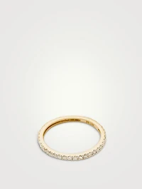 14K Gold Fine Slim Eternity Ring With Diamonds