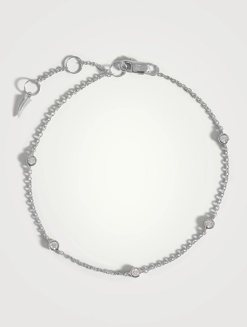 14K White Gold Fine Floating Diamond Bracelet