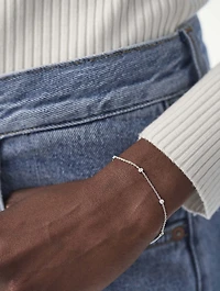 14K White Gold Fine Floating Diamond Bracelet