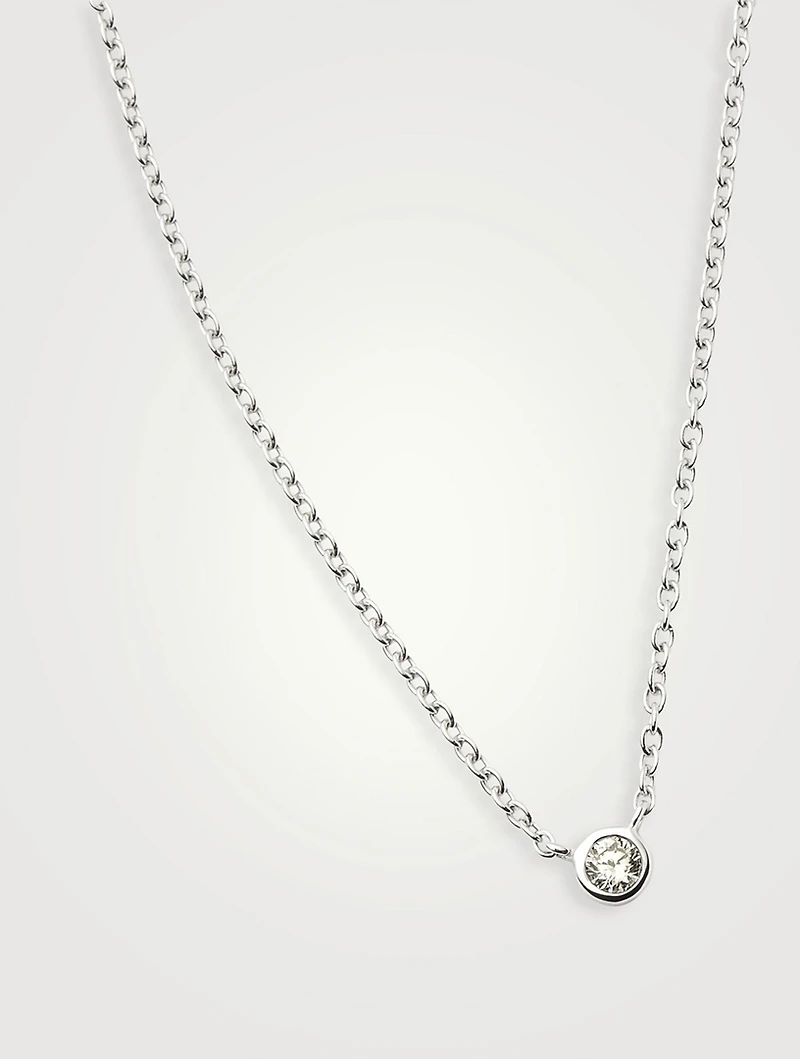 14K Gold Fine Diamond Solitaire Pendant Necklace