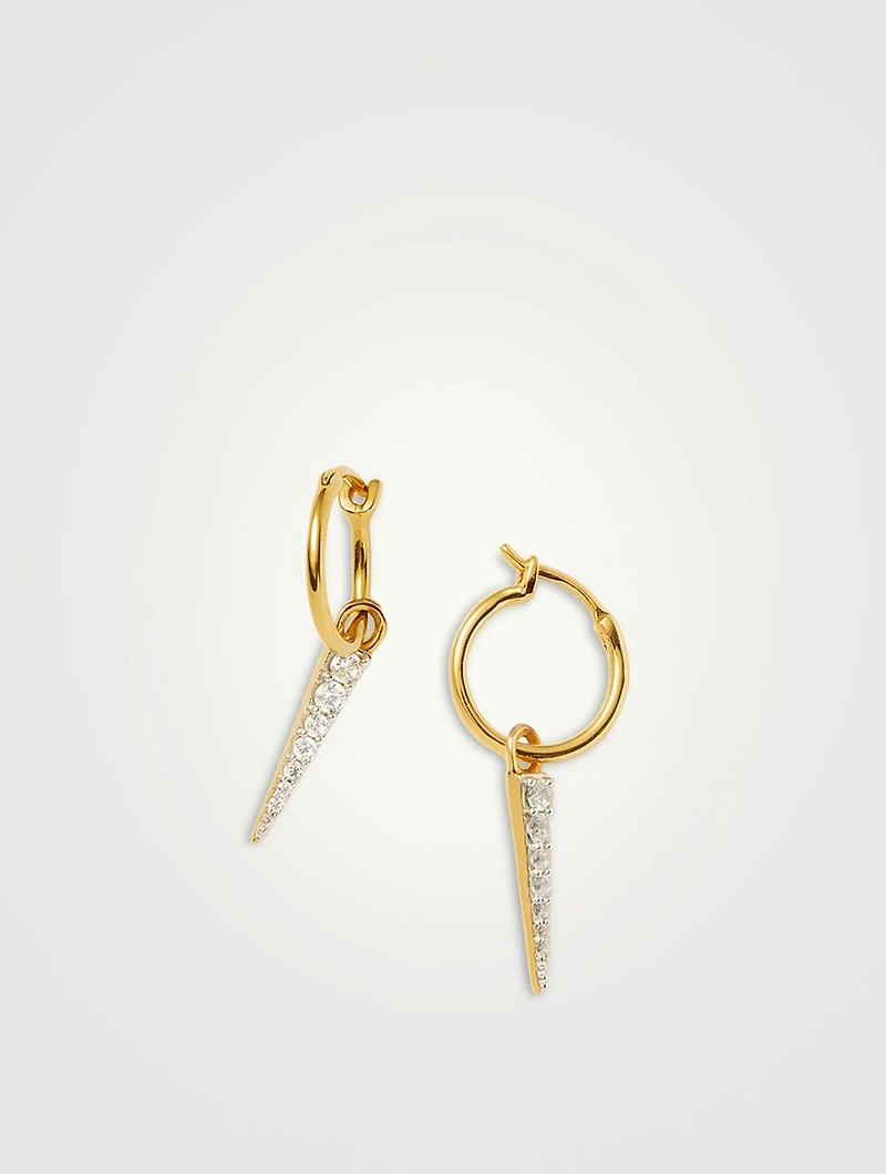 Mini Pavé Spike Charm Hoop Earrings
