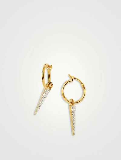 Mini Pavé Spike Charm Hoop Earrings