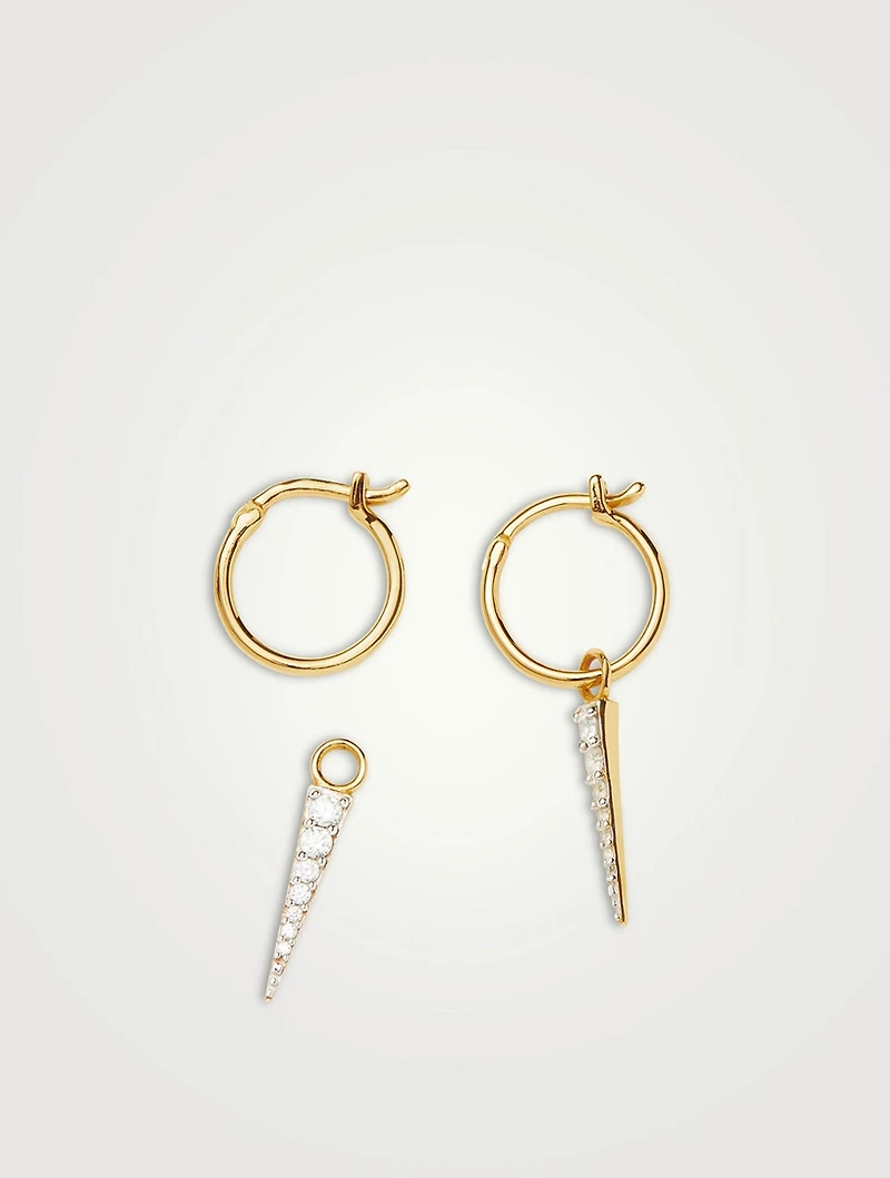 Mini Pavé Spike Charm Hoop Earrings