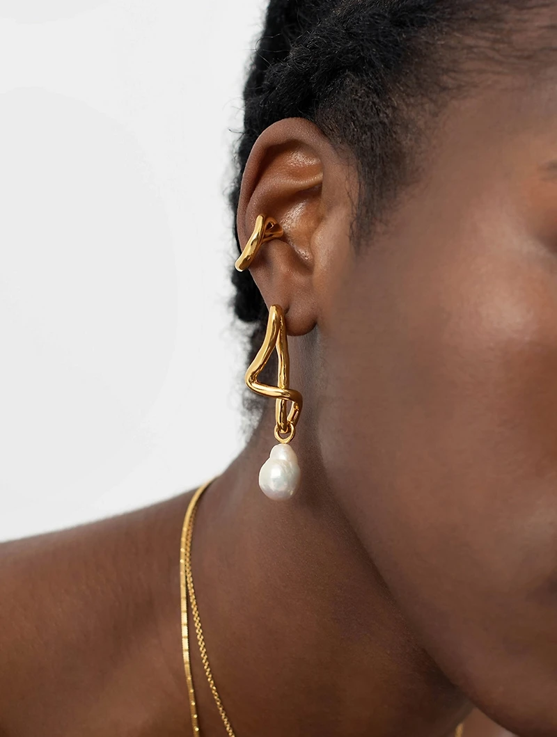 Molten Baroque Pearl Mismatch Drop Earrings