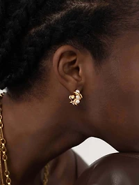 Molten Pearl Twisted Mini Double Hoop Earrings