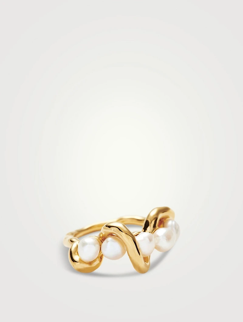 Molten Pearl Twisted Stacking Ring