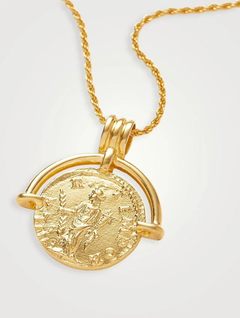 Medium Lucy Williams Engravable Roman Arc Coin Necklace