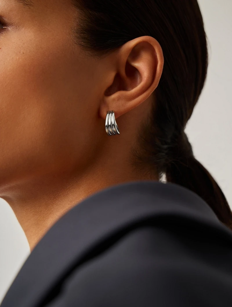 Savi Triple Ridge Hoop Earrings