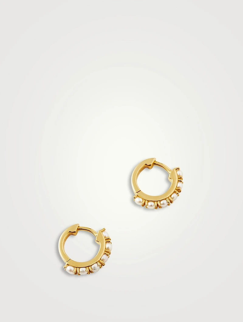 Pearl Huggie Hoop Earrings