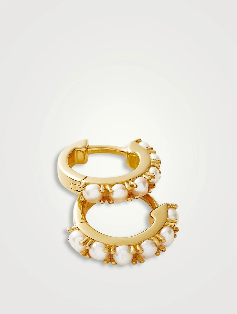 Pearl Huggie Hoop Earrings
