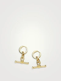 Ridge T-Bar Drop Hoop Earrings