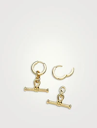 Ridge T-Bar Drop Hoop Earrings