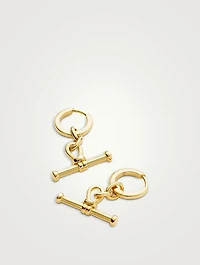 Ridge T-Bar Drop Hoop Earrings