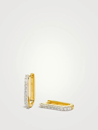 Small Pavé Ovate Hoop Earrings