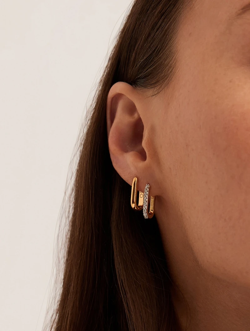 Small Pavé Ovate Hoop Earrings