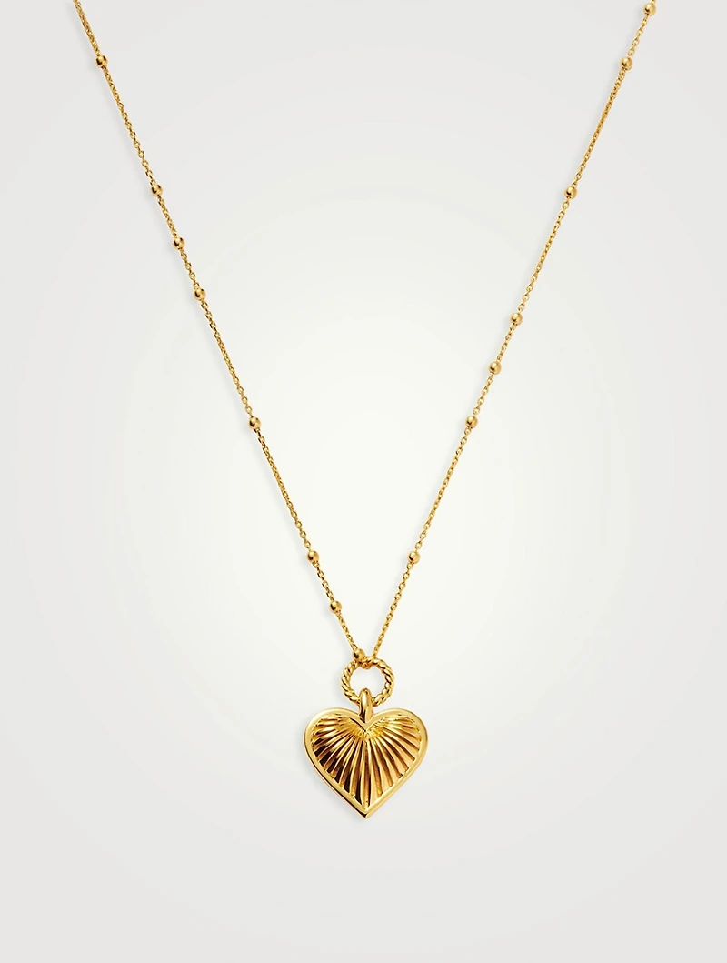 Ridge Heart Charm Pendant Necklace