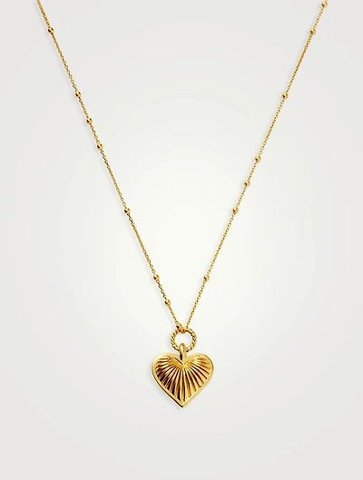 Ridge Heart Charm Pendant Necklace