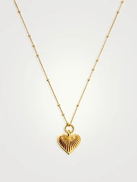 Ridge Heart Charm Pendant Necklace