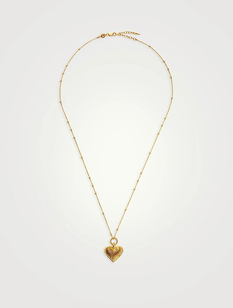 Ridge Heart Charm Pendant Necklace