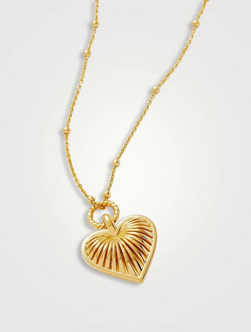 Ridge Heart Charm Pendant Necklace