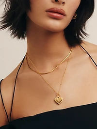 Ridge Heart Charm Pendant Necklace